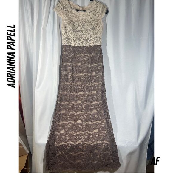 ADRIANNA PAPELL COLOR BLOCK LACE MAXI GOWN NEW SIZE 6 - Picture 5 of 7